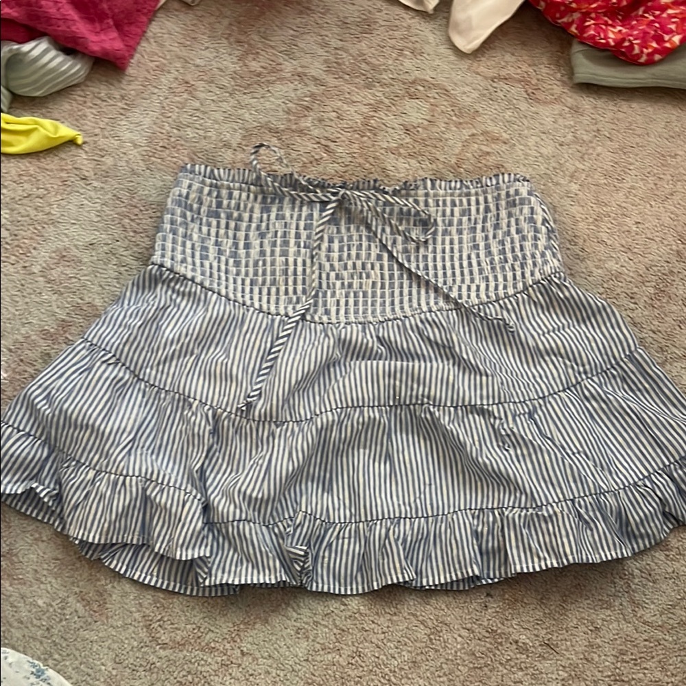 Francesca's Collections Blue and White Striped Mini Skirt